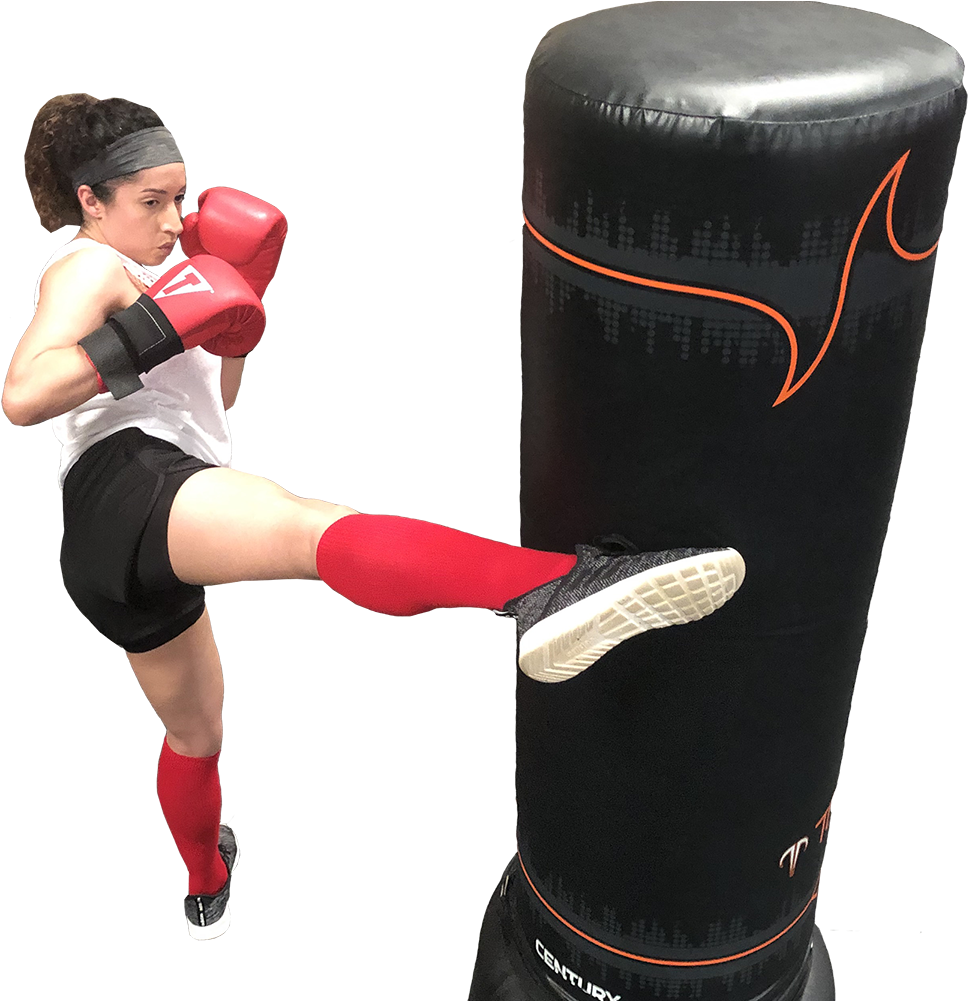 Kickboxer Practicing Roundhouse Kick PNG with transparent background