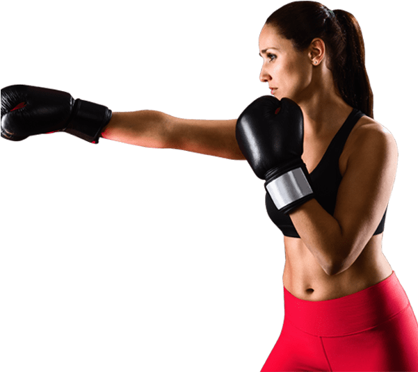 Kickboxing Female Athlete Punching Practice PNG with transparent background