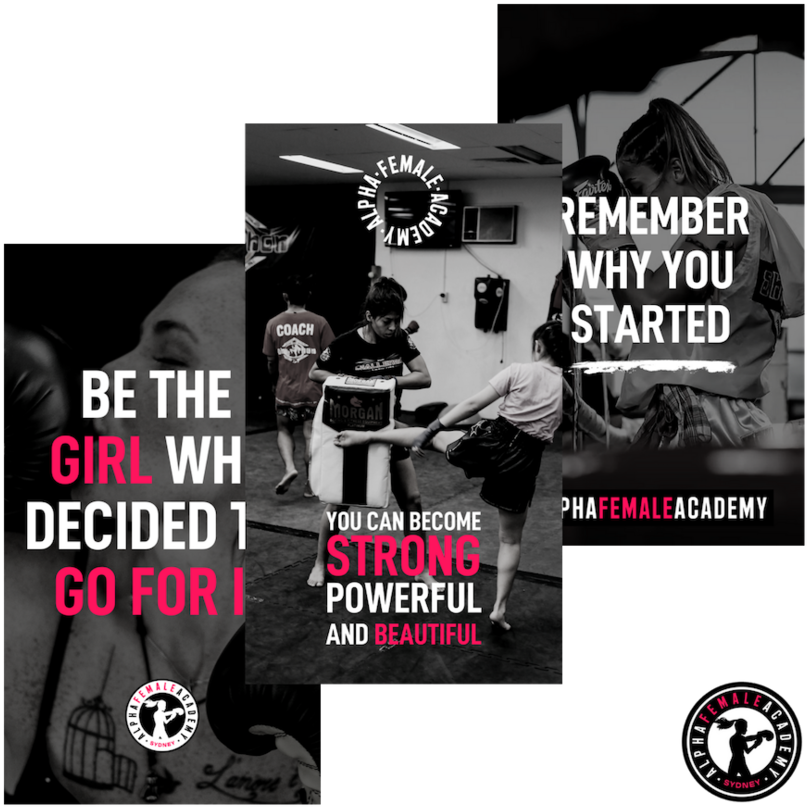 Kickboxing Motivation Alpha Female Academy PNG with transparent background
