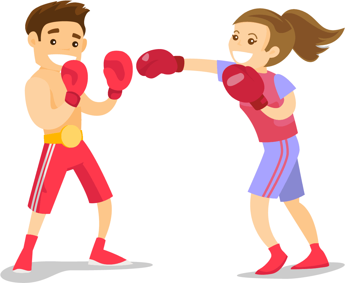 Kickboxing Training Cartoon PNG with transparent background