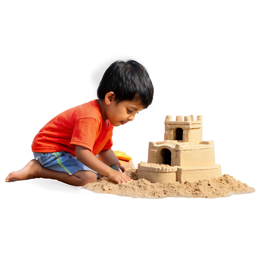 Kid Building Sandcastle Png 80