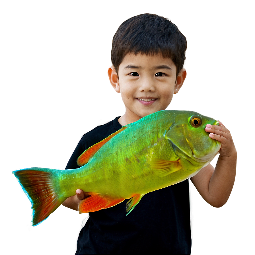 Kid With Aquarium Fish Png 05242024