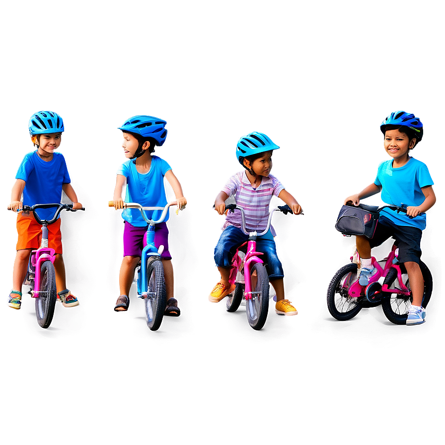 Kids Learning to Cycle PNG ttx PNG with transparent background