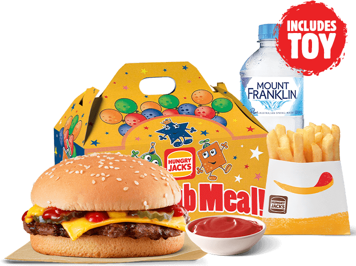Cheeseburger Kids Pack - Hungry Jacks Happy Meal, HD Png Download PNG image with a transparent background, free high-resolution download