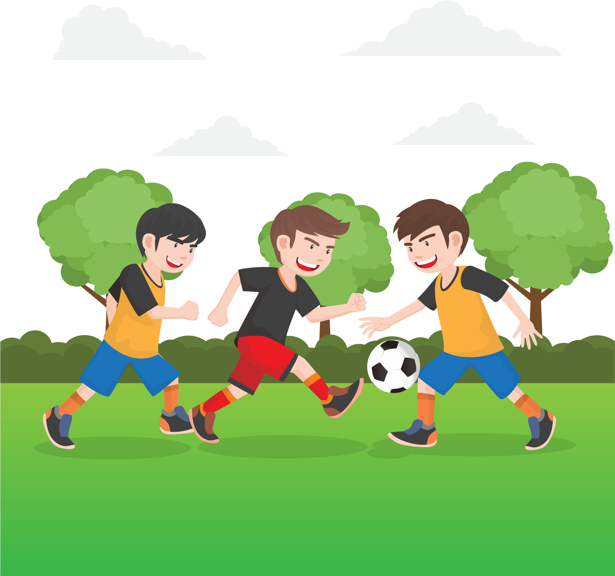 Kids Playing Football Clipart