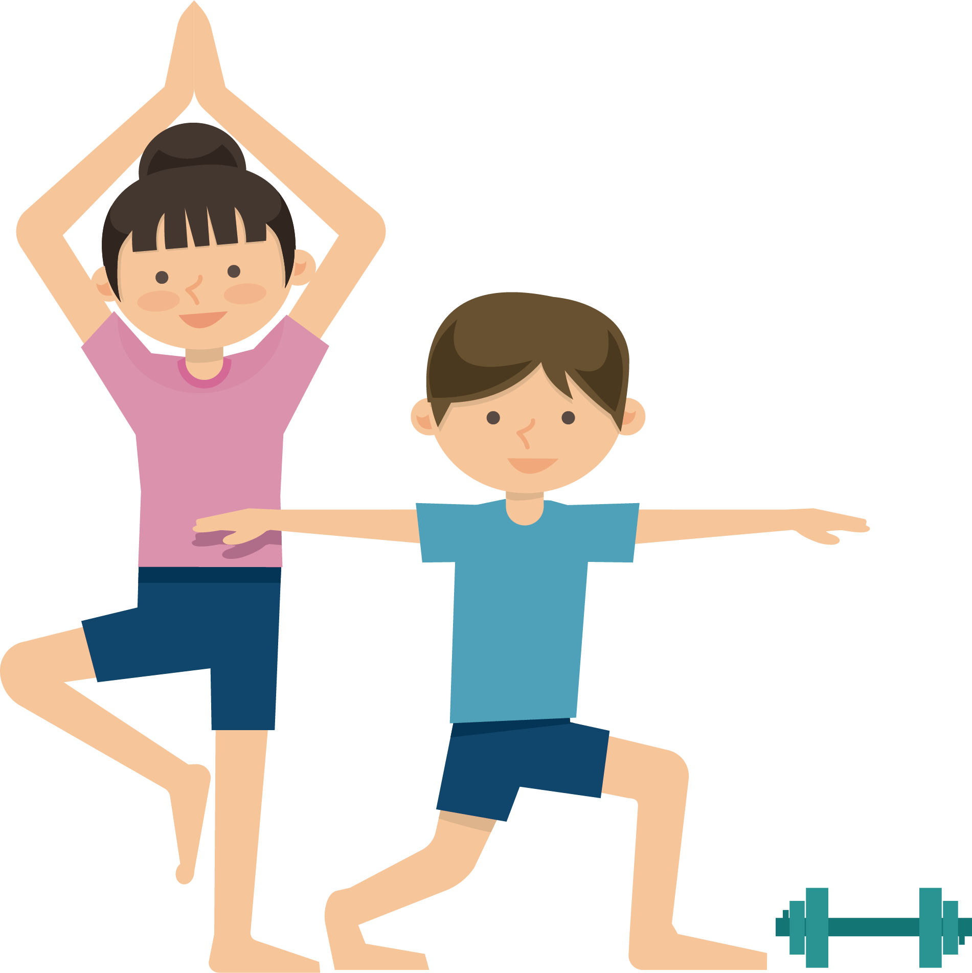 Kids Practicing Yoga Together PNG with transparent background