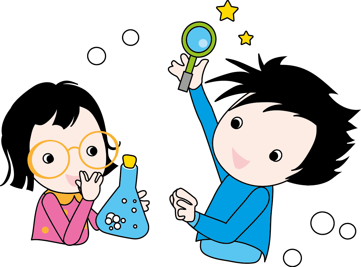 Kids Science Experiment Cartoon PNG with transparent background