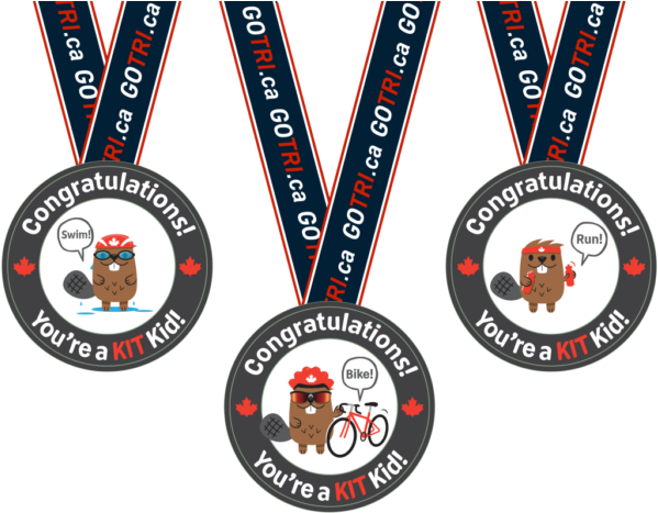 Kids Triathlon Medals Set PNG with transparent background