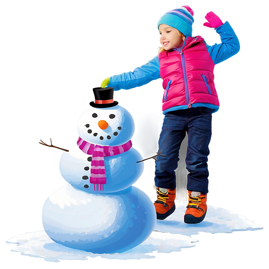 Kids With Snowman Png 05242024