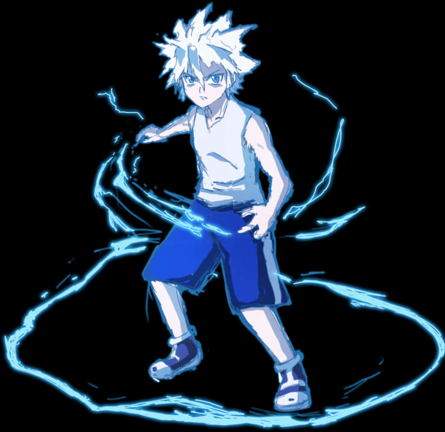 Killua_ Zoldyck_ Electric_ Aura PNG with transparent background