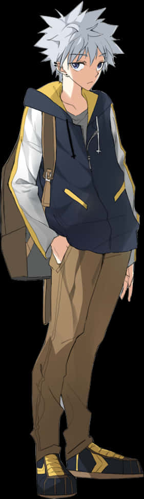Killua Zoldyck Full Standing Pose PNG with transparent background