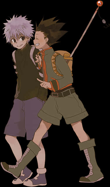 Killuaand Gon Friendship Moment PNG with transparent background