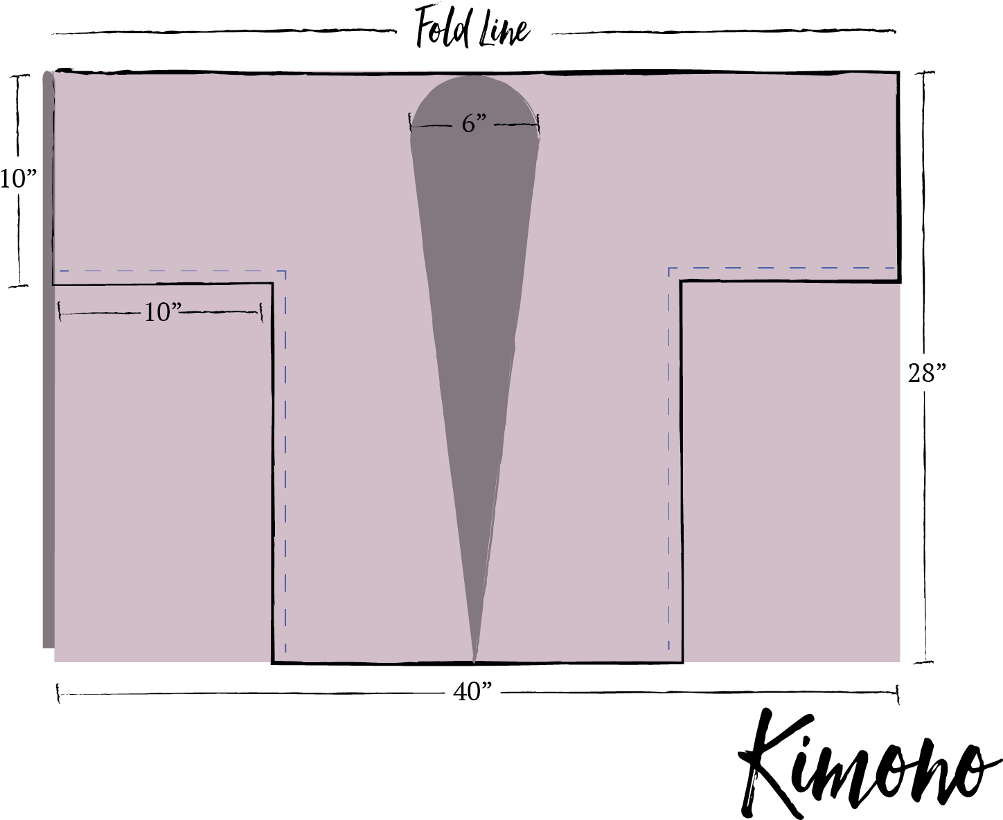 Kimono Sleeve Pattern Diagram PNG with transparent background