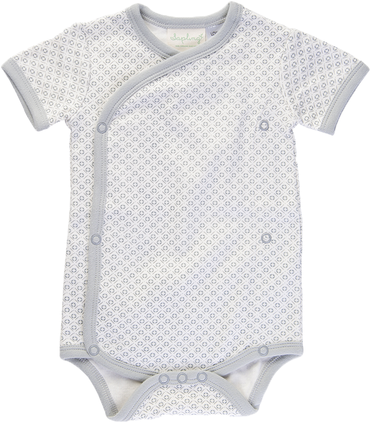 Kimono Style Baby Onesie White Pattern PNG with transparent background