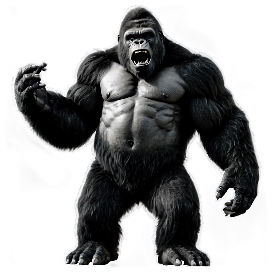 King Kong Black and White PNG myu58 PNG image with a transparent background, free high-resolution download