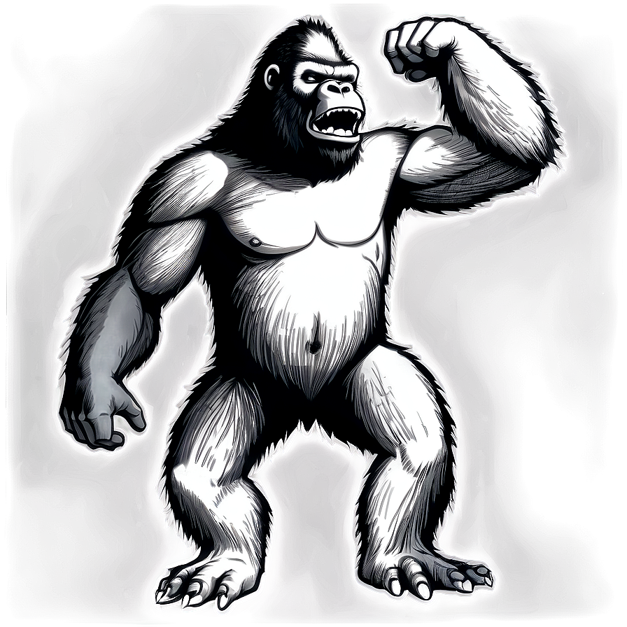 King Kong Black and White PNG sfo89 PNG image with a transparent background, free high-resolution download
