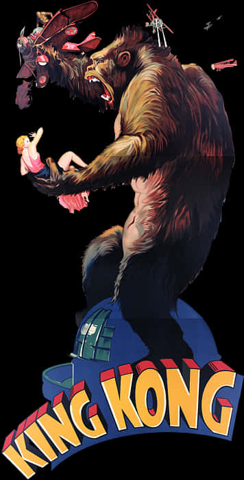 King Kong Classic Movie Artwork PNG with transparent background