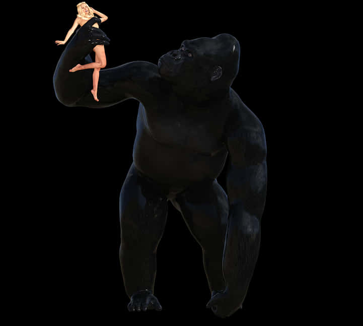 King Kong Holding Woman PNG with transparent background