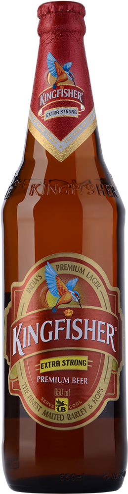 Kingfisher Extra Strong Beer Bottle PNG image with a transparent background, free high-resolution download