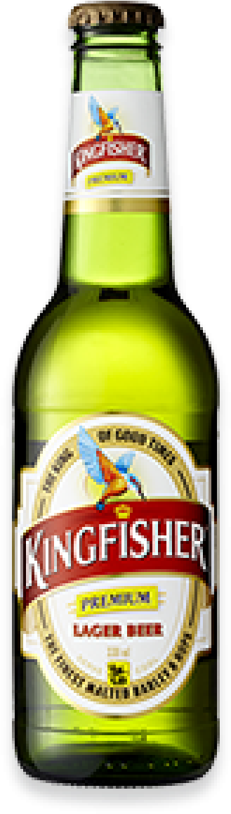 Kingfisher Premium Lager Beer Bottle PNG image with a transparent background, free high-resolution download