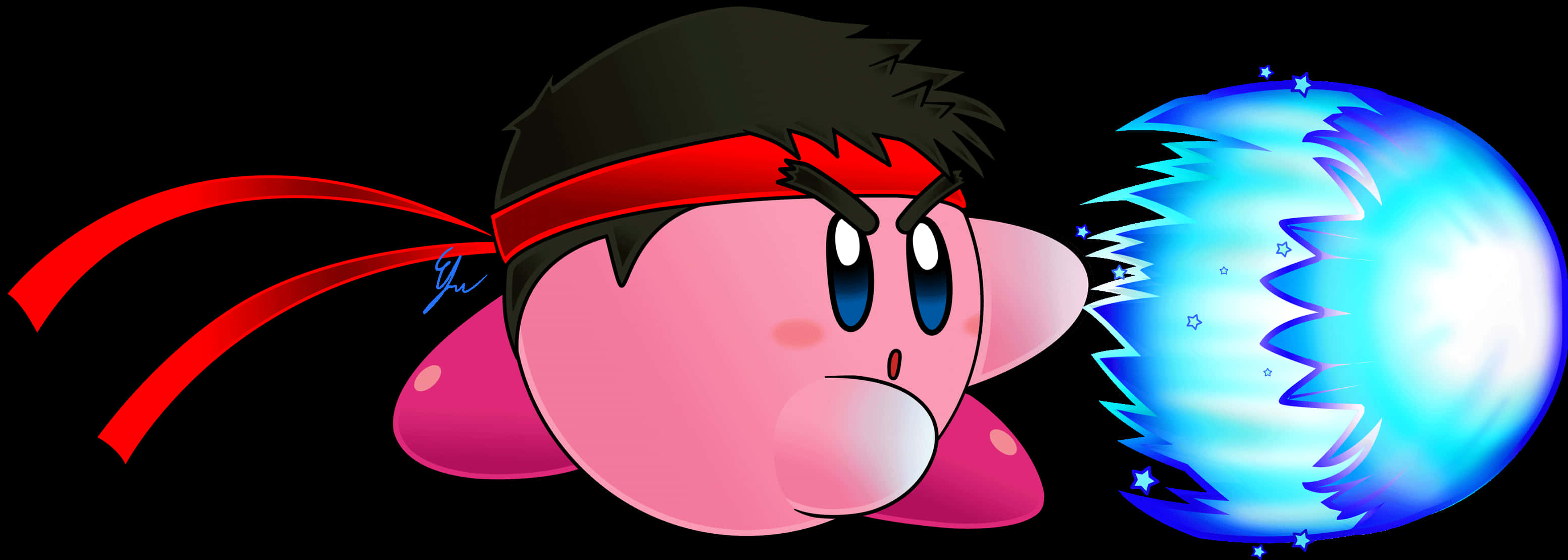 Kirby Fighter Stancewith Energy Ball PNG with transparent background