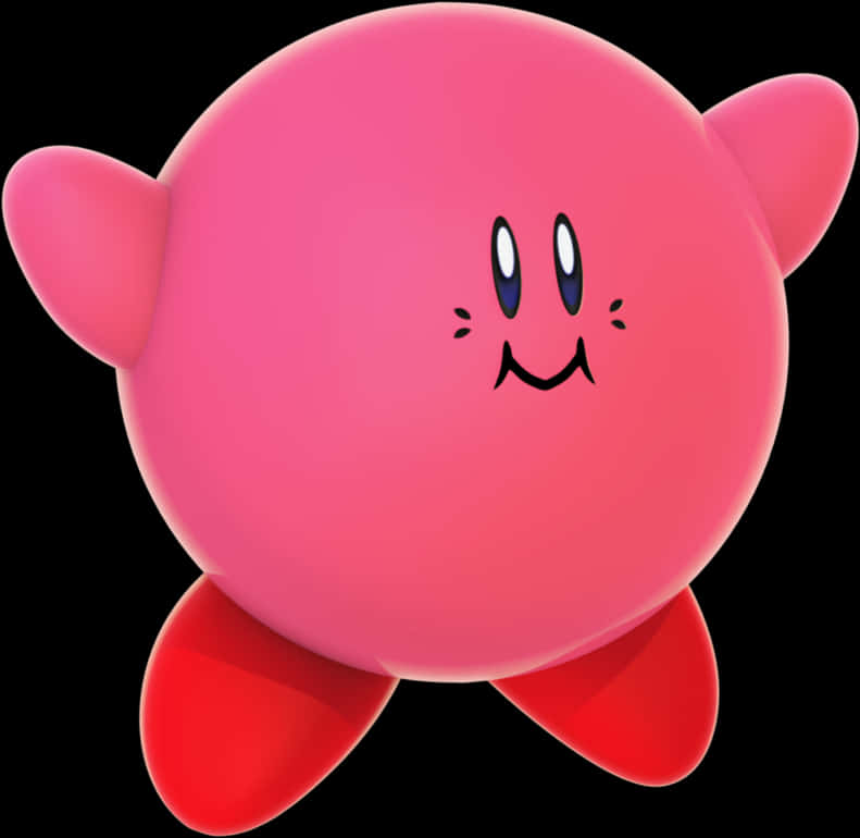 Kirby Iconic Pink Character PNG with transparent background