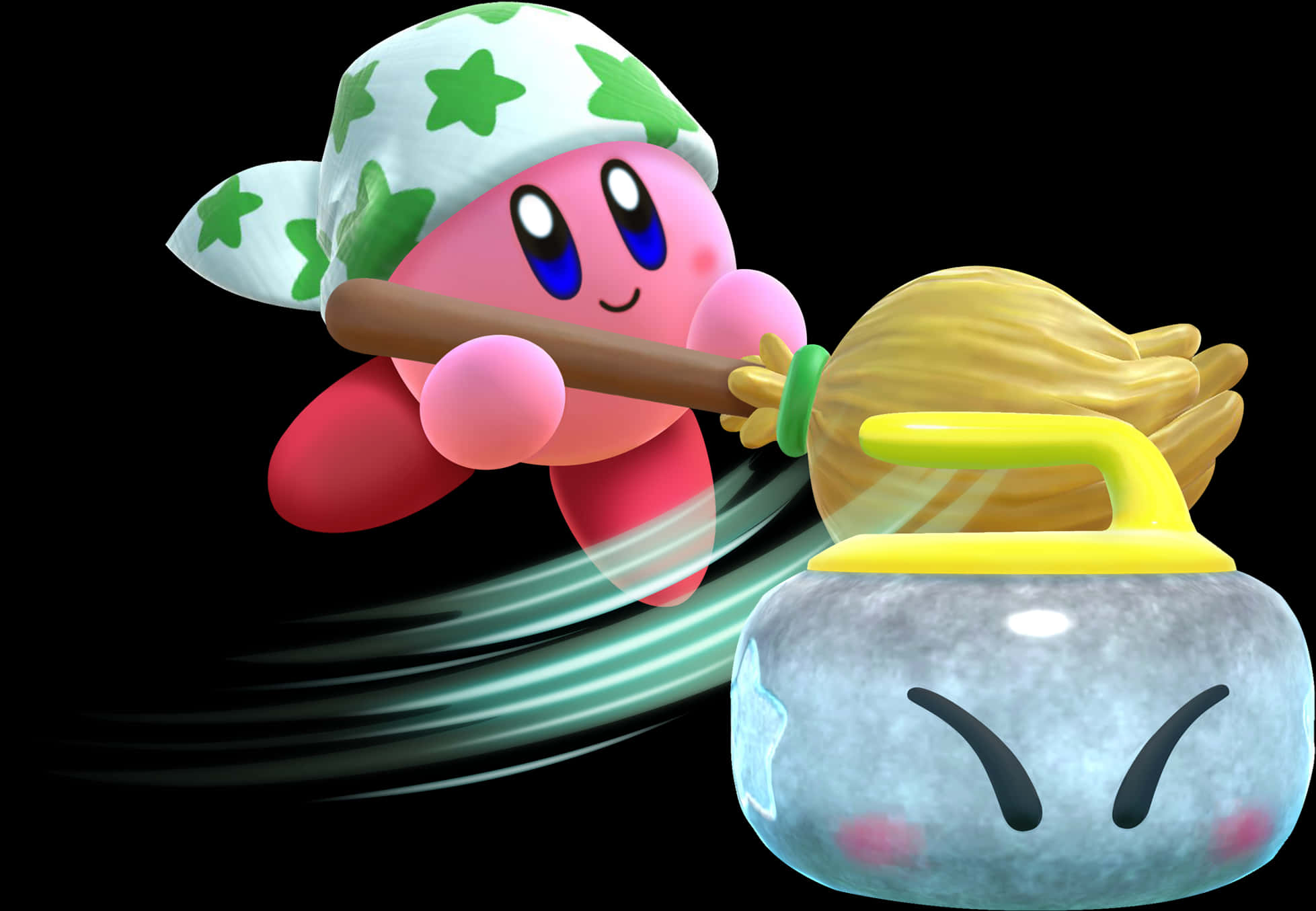 Kirby_ Sweeping_ Action PNG with transparent background