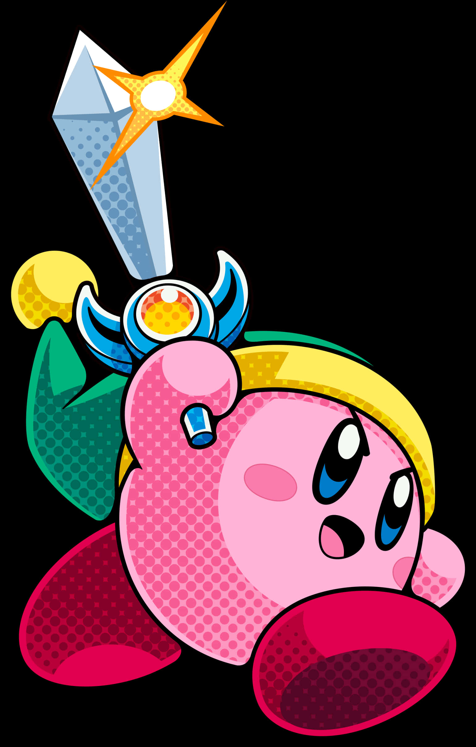 Kirby_with_ Sword_ Illustration PNG with transparent background