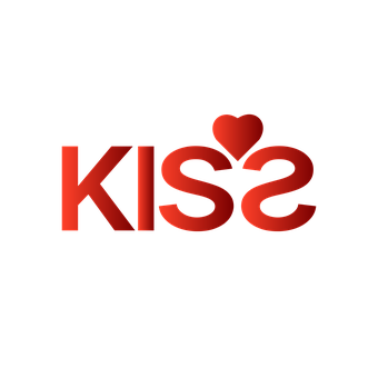 Kiss Logo Designwith Hearts PNG with transparent background