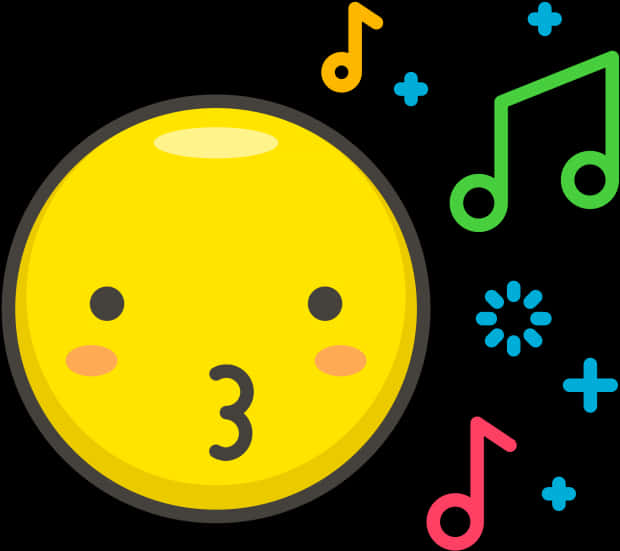 Kissing Face Emoji Musical Notes