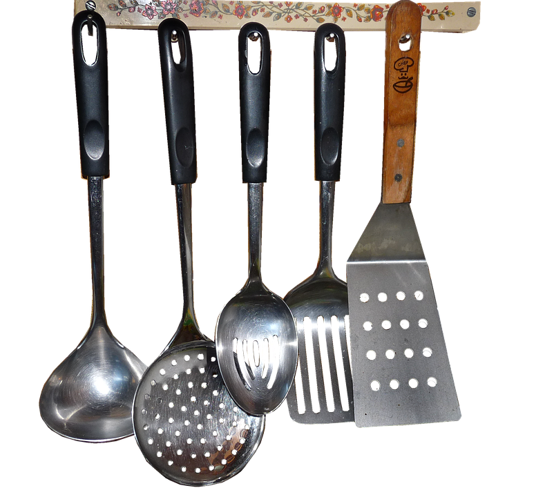 Kitchen Utensils Hangingon Rack PNG with transparent background