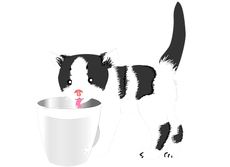 Kitten Drinking Milk Vector