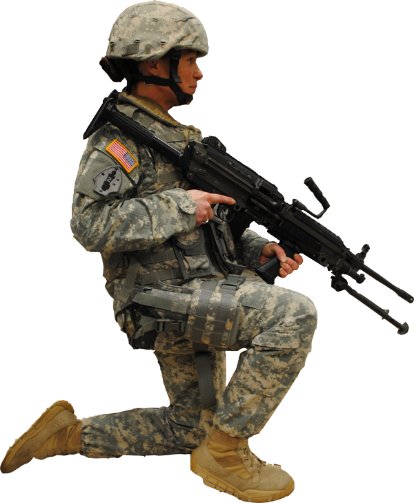 Kneeling Armed Soldier Uniform