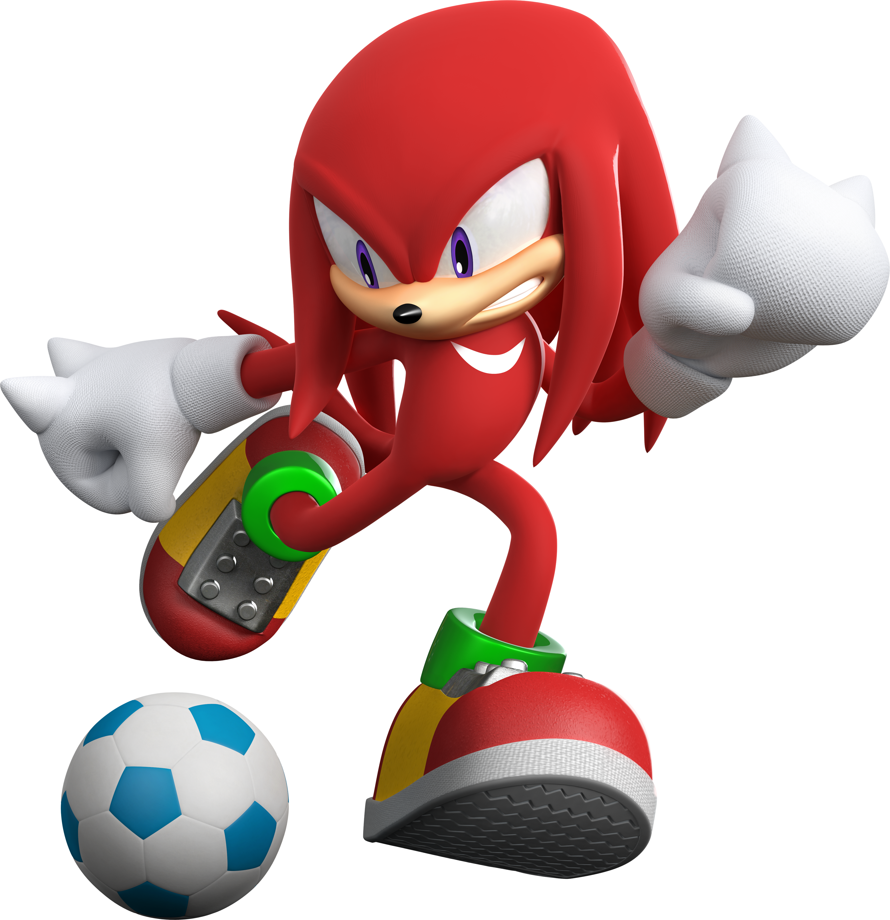 Knuckles Action Pose With Soccer Ball