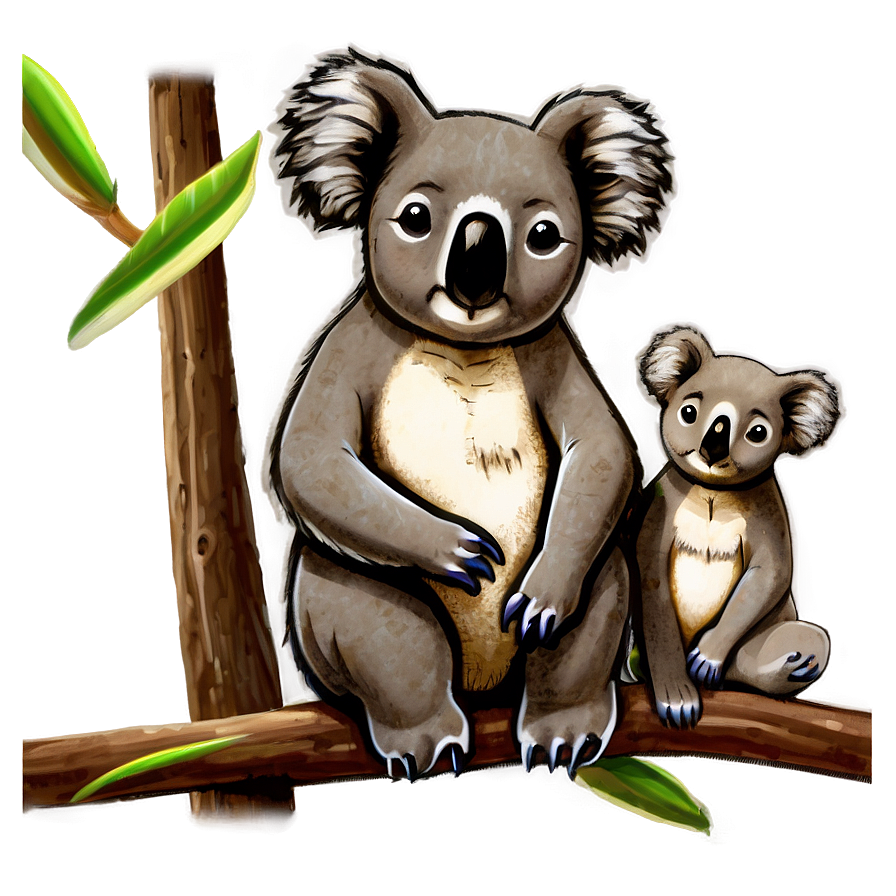 Koala Family Drawing PNG 06112024 PNG with transparent background