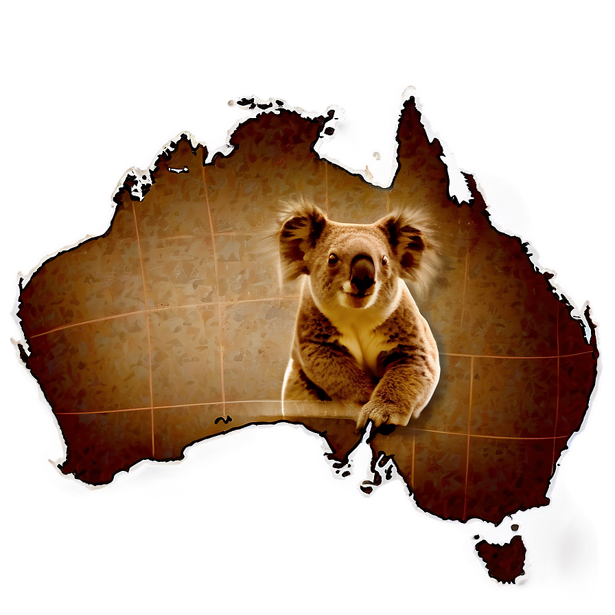 Koala With Australian Map Png Syo