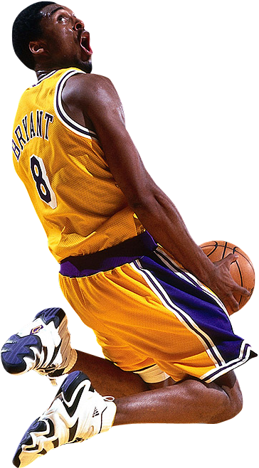 Kobe Bryant Dynamic Basketball Action PNG with transparent background