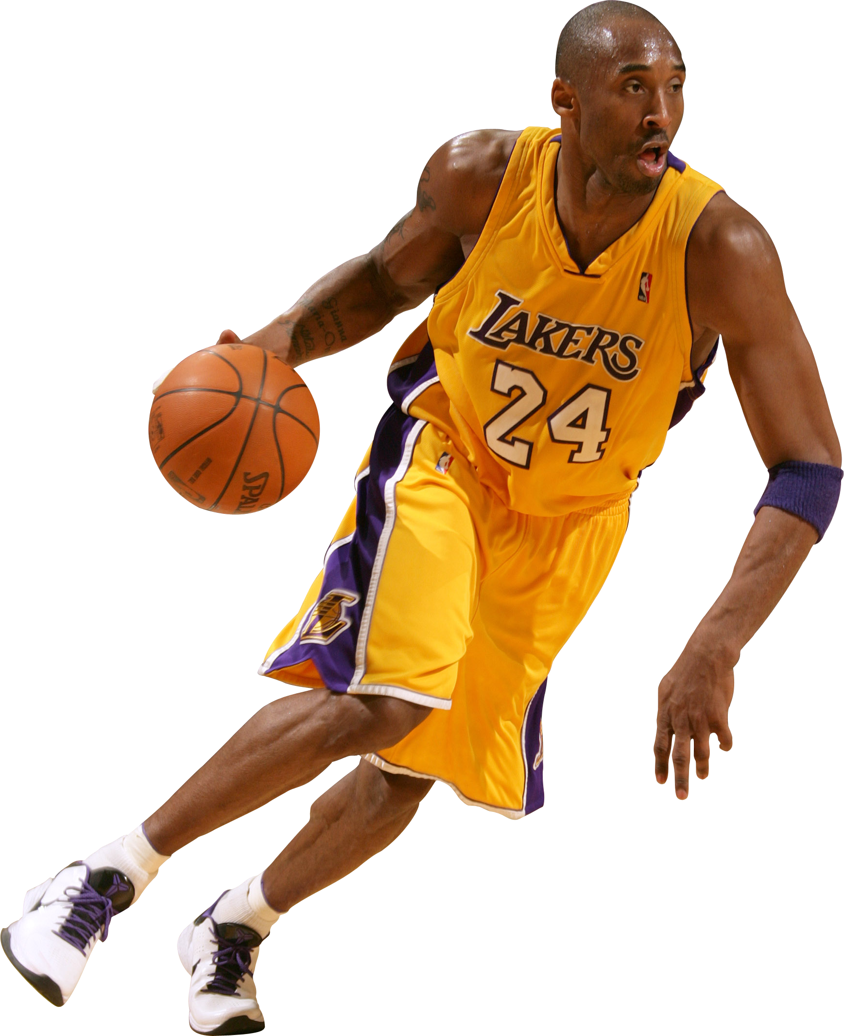 Kobe Bryant Lakers Action Shot PNG with transparent background