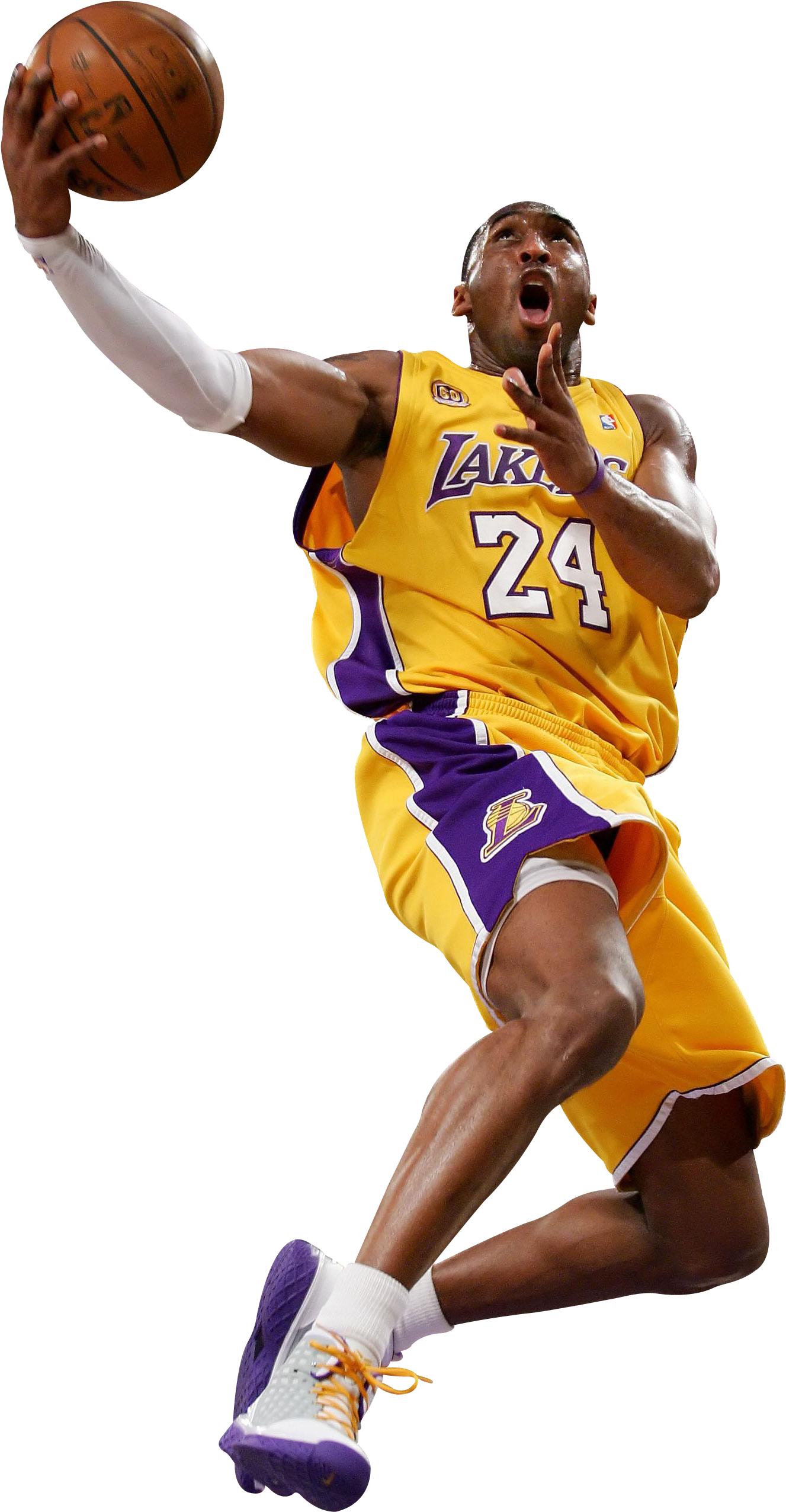 Kobe Bryant Lakers Action Shot PNG with transparent background