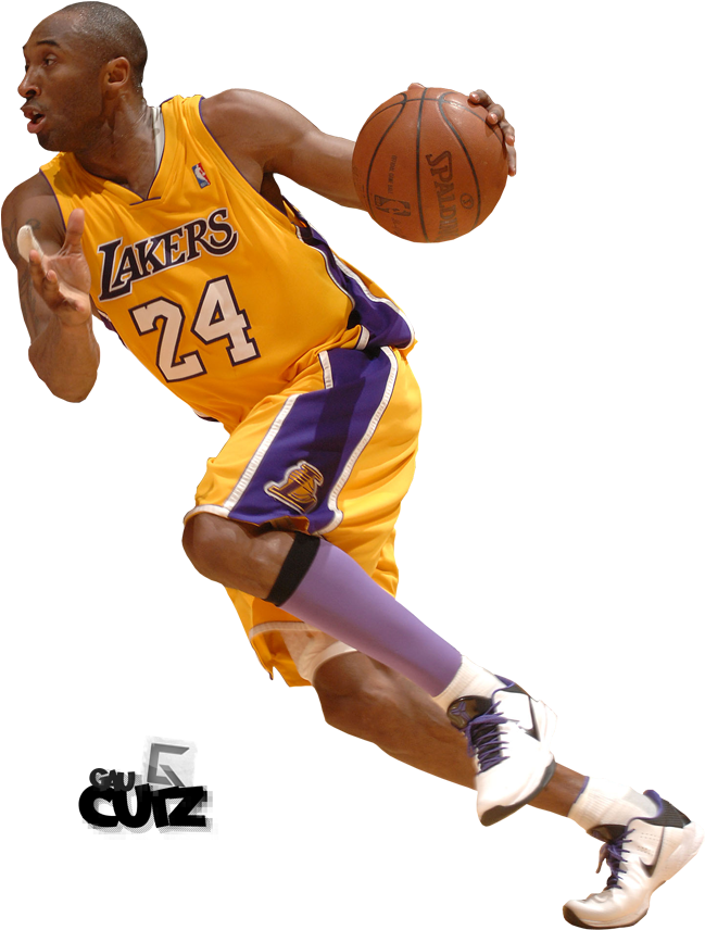 Kobe Bryant Lakers Action Shot PNG with transparent background