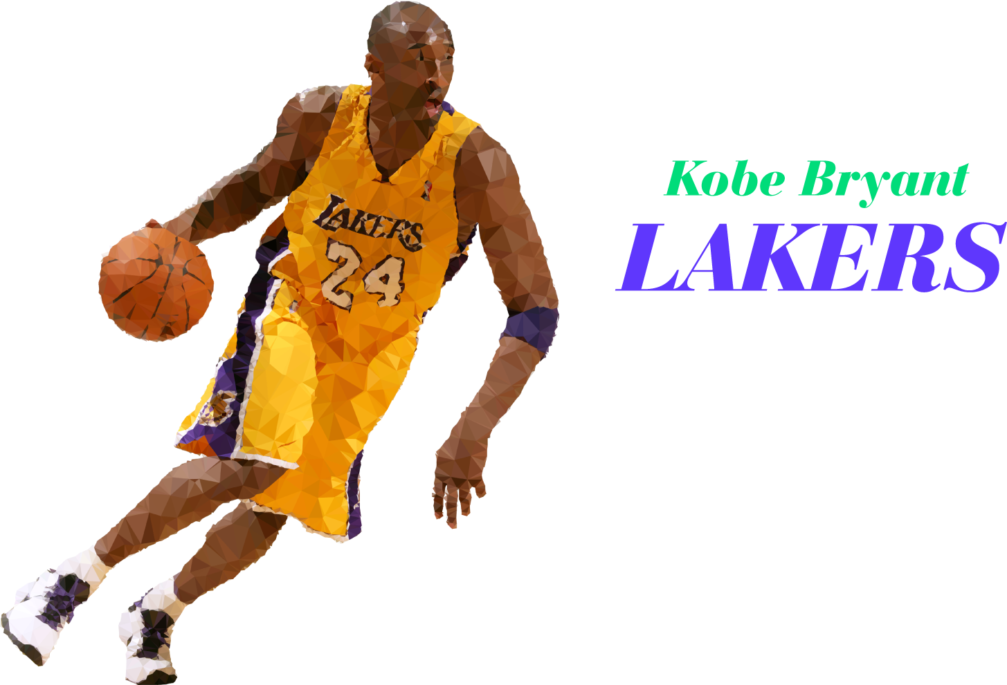 Kobe Bryant Lakers Low Poly Art PNG with transparent background