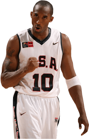 Kobe Bryant U S A Basketball Pose PNG with transparent background
