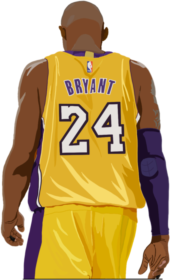 Kobe Bryant24 Lakers Jersey Illustration PNG with transparent background