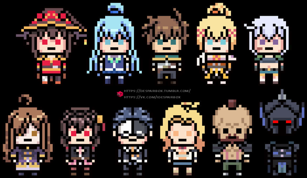 Konosuba Pixel Art Characters