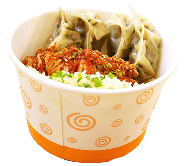 Korean Dumplingsand Spicy Chicken Bowl