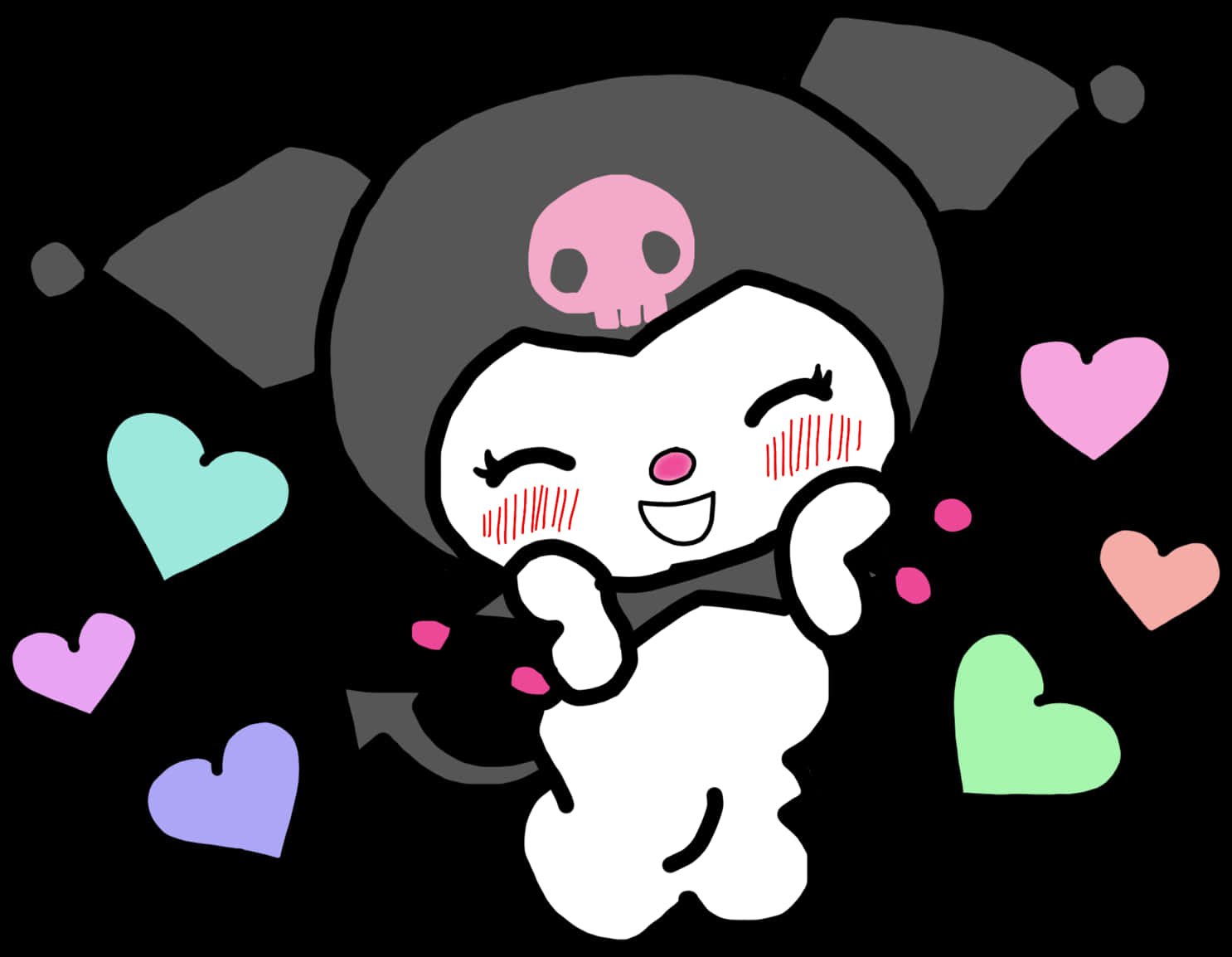 Kuromi With Hearts Vector Art