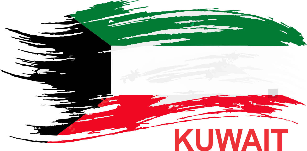Kuwait Flag Brush Stroke PNG with transparent background
