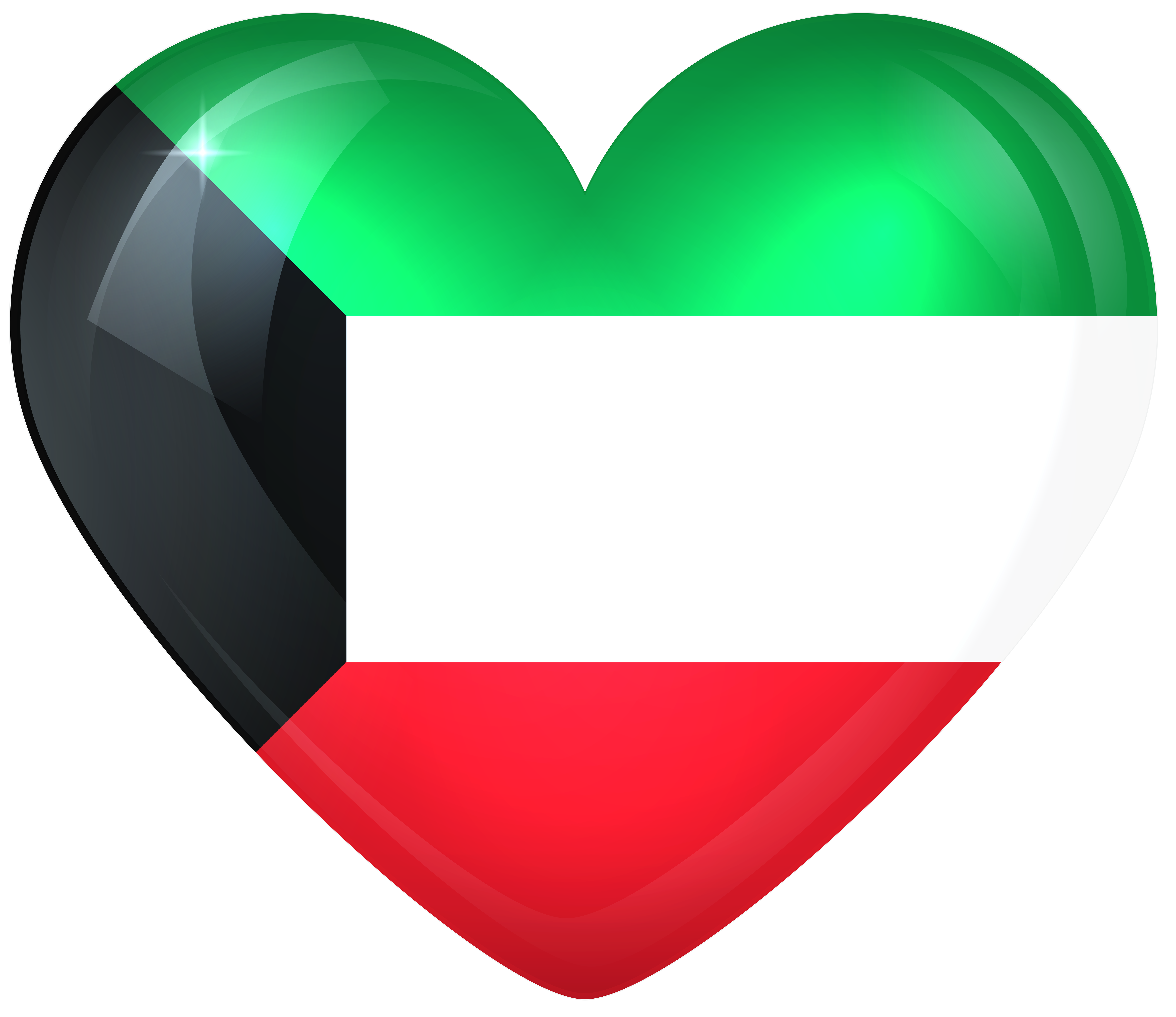 Kuwait Flag Heart Shaped Graphic PNG with transparent background