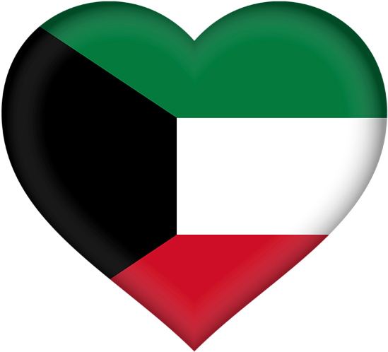 Kuwait Love Heart Flag PNG with transparent background
