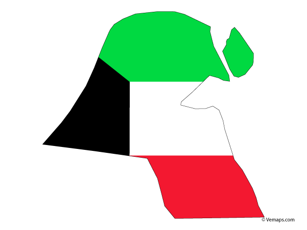 Kuwait Map Outlinewith Flag PNG with transparent background